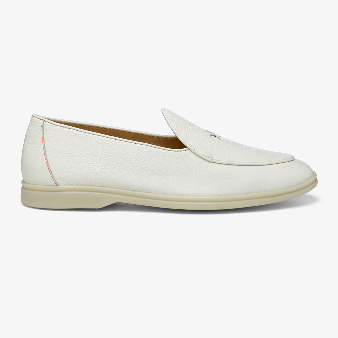 Men's Vintage White Pebbled Leather Viaggio Loafer