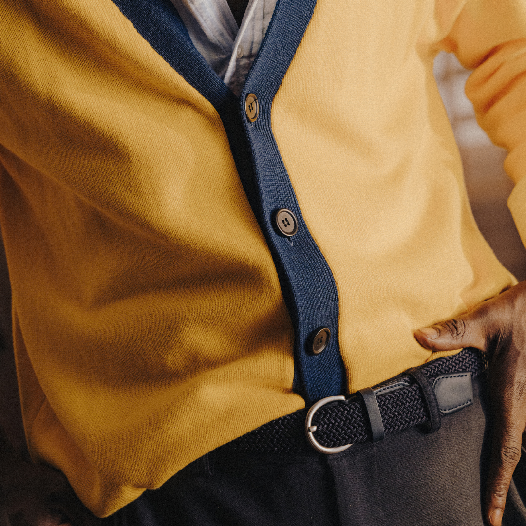 Elastic Braided Belt - Navy