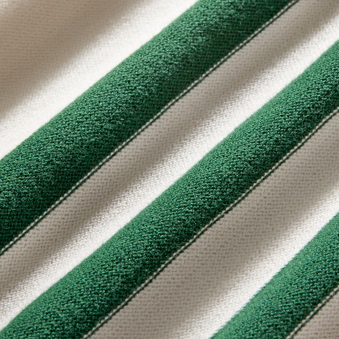 Men's Vintage Stripe Polo Cardigan - Vintage White / Forest Stripe