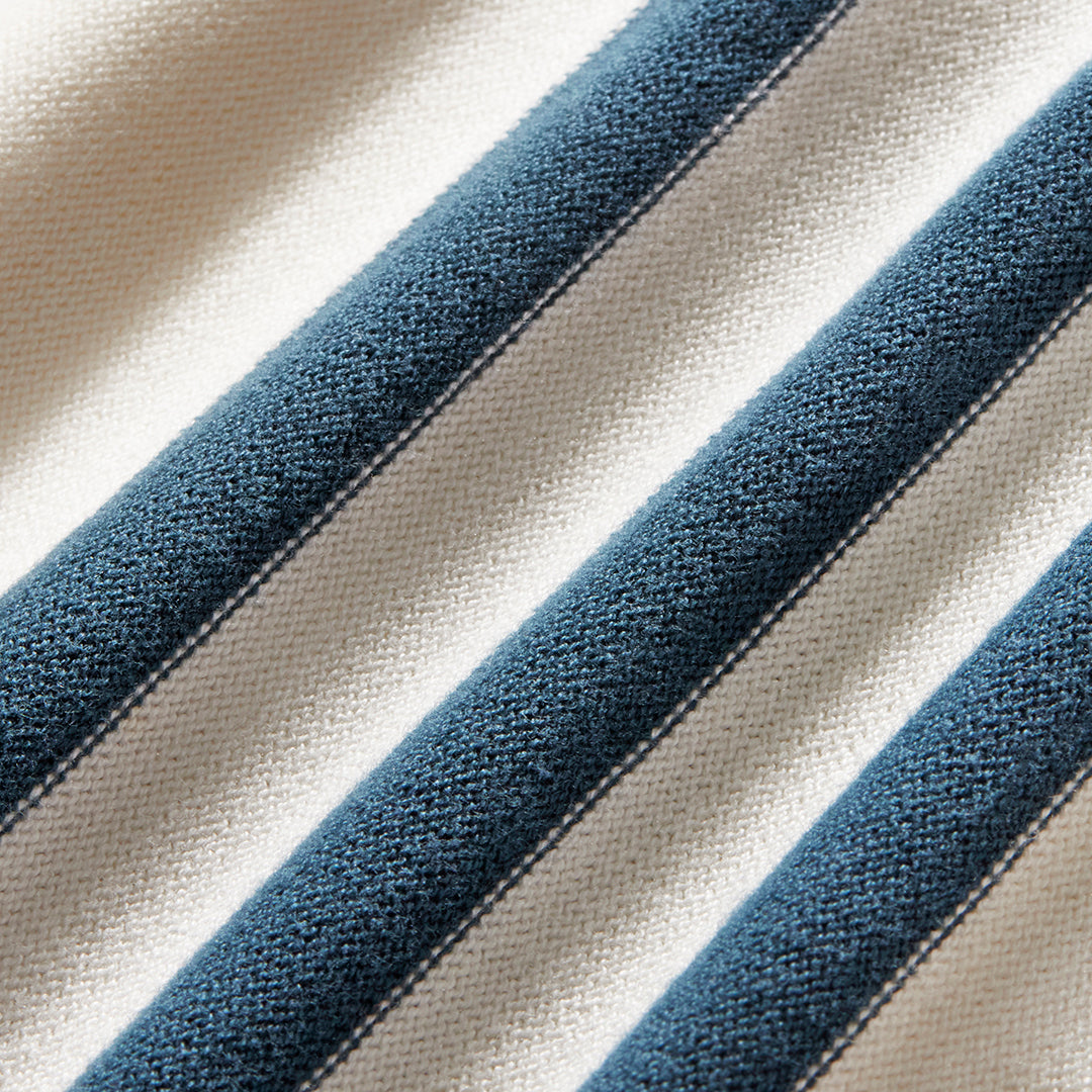 Men's Vintage Stripe Polo Cardigan - Vintage White / Oceana Stripe