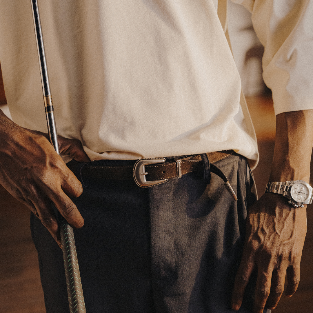 Western Belt - Chocolate Suede