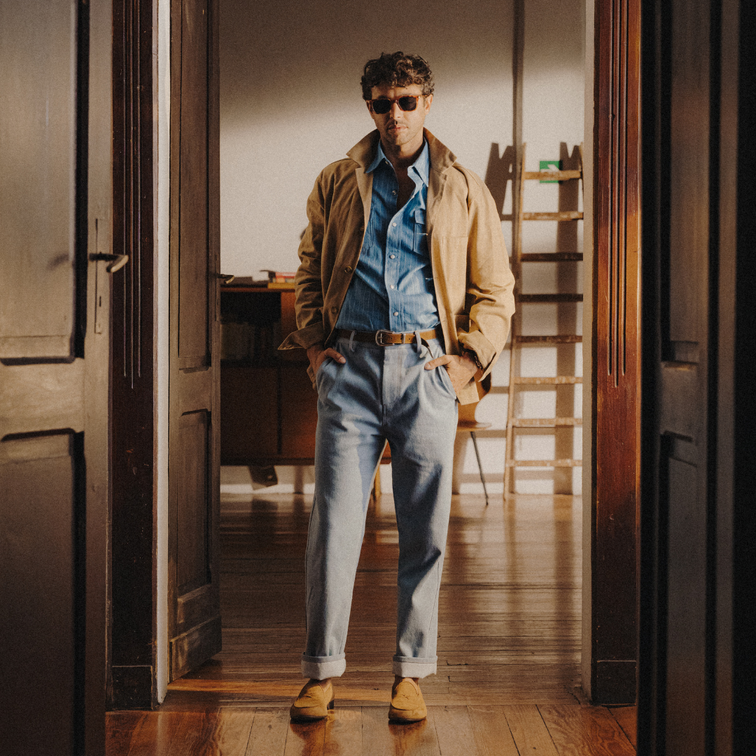 Western Shirt - Light Blue Pinstripe