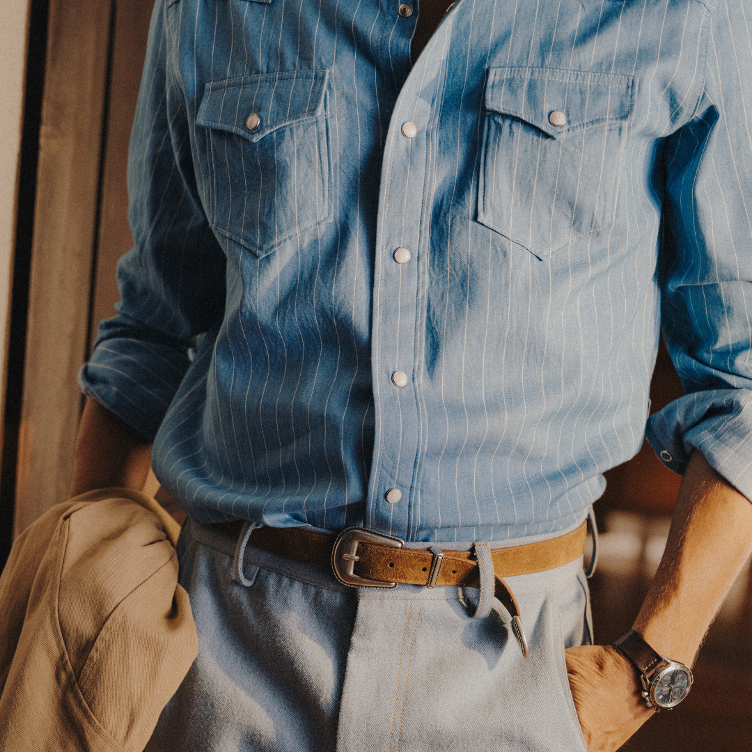 Western Belt - Cognac Suede