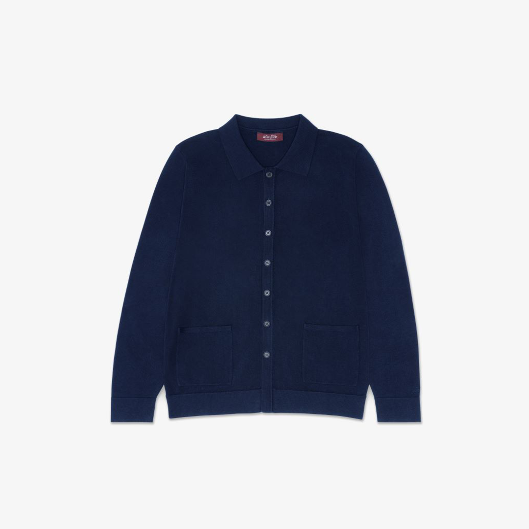 Men's Vintage Polo Cardigan - Navy