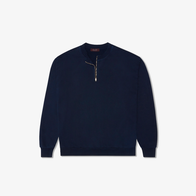 Women's Vintage Zip Crewneck Sweatshirt - Navy