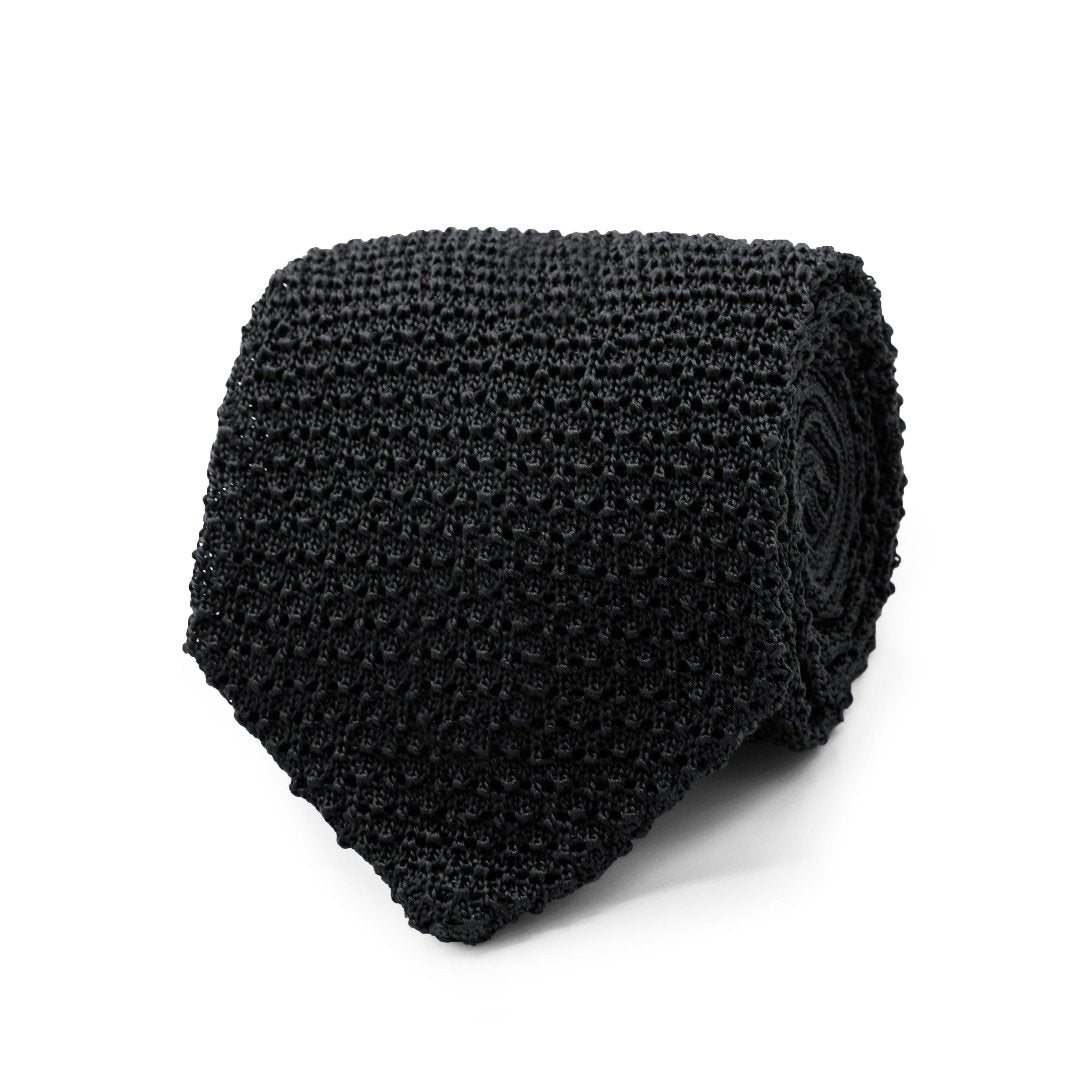 Silk Knit Tie - Black