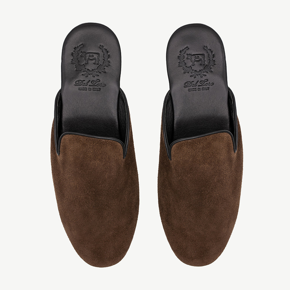 Men's Dark Cognac Suede House Slipper