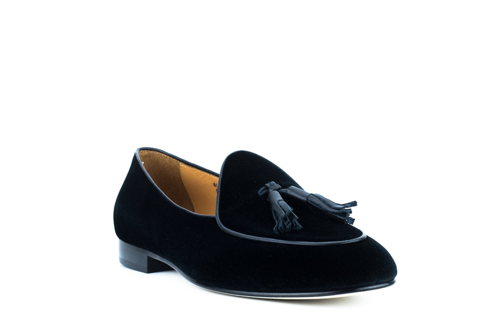 Men's Black Velvet Italian Loafer with Black Tassel